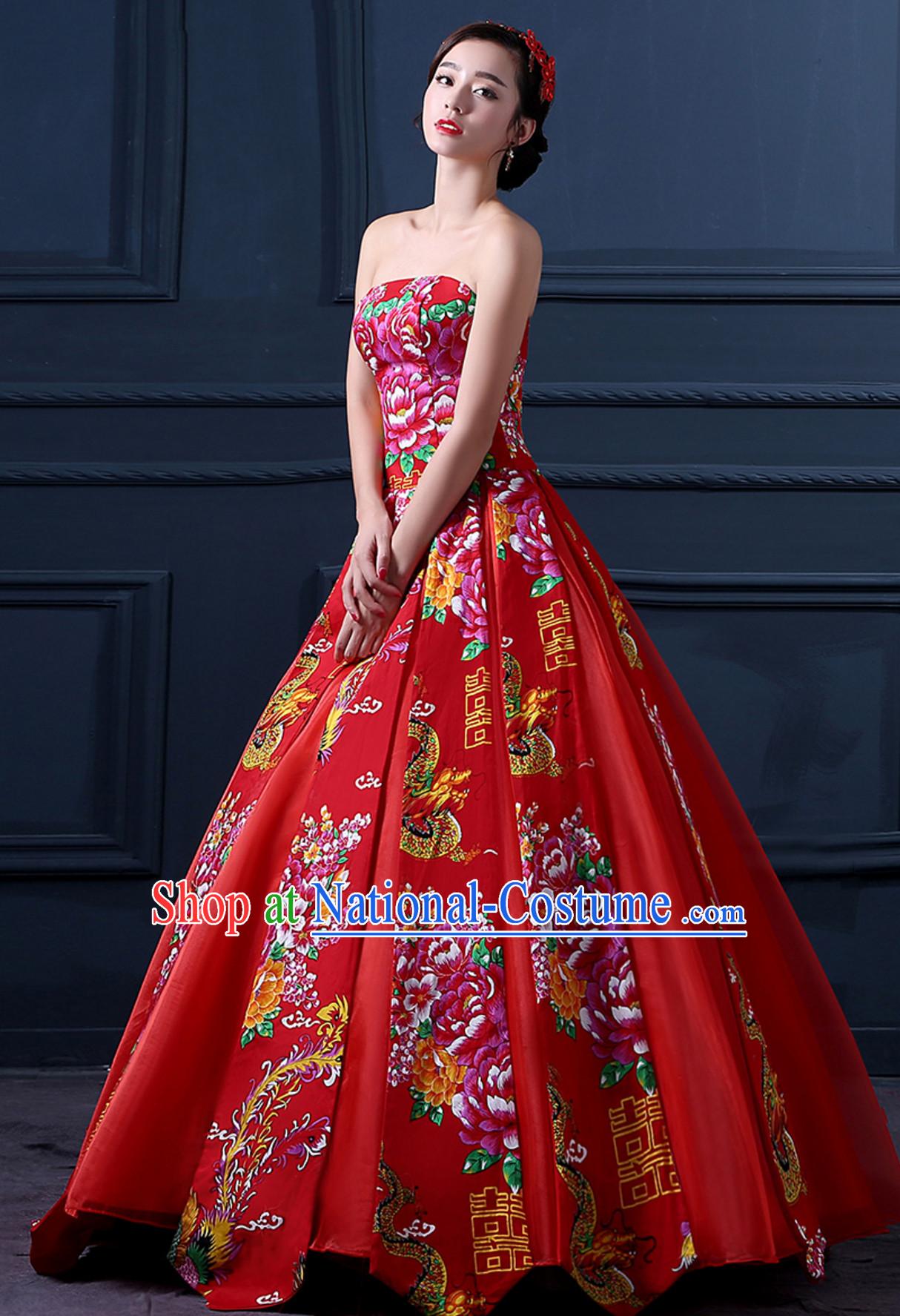 Supreme Chinese Stunning Made to Order Lucky Red Long Wedding Evening Dress