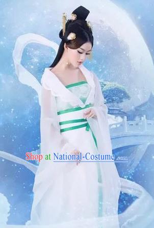 Traditional Ancient Chinese Imperial Princess Costume and Hair Accessories Complete Set, Chinese Han Dynasty Young Lady Dress, Cosplay Chinese Imperial Princess Embroidered Clothing Hanfu for Women