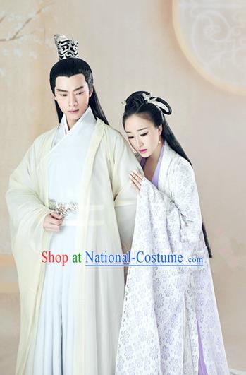 Traditional Ancient Chinese Lovers Costume, Chinese Han Dynasty Dress, Cosplay Swordsman Knight Costume Imperial Princess Hanfu Clothing for Women for Men