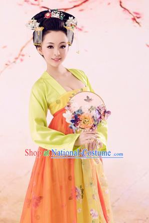 Traditional Ancient Chinese Imperial Emperess Costume, Chinese Tang Dynasty Dance Dress, Chinese Peri Imperial Princess Butterfly Hanfu Clothing for Women