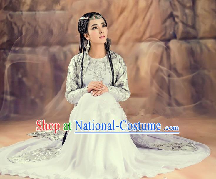 Traditional Ancient Chinese Imperial Princess Costume, Chinese Magic Dance Dress, Chinese Peri Magic Princess Hanfu Embroidered Clothing for Women