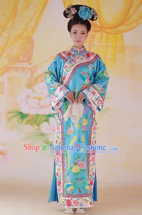 Traditional Ancient Chinese Imperial Consort Costume, Chinese Qing Dynasty Manchu Lady Dress, Cosplay Chinese Mandchous Imperial Concubine Embroidered Clothing for Women