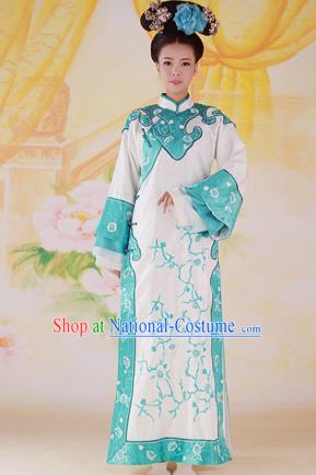 Traditional Ancient Chinese Imperial Consort Costume, Chinese Qing Dynasty Manchu Palace Lady Dress, Cosplay Chinese Mandchous Imperial Concubine Embroidered Clothing for Women