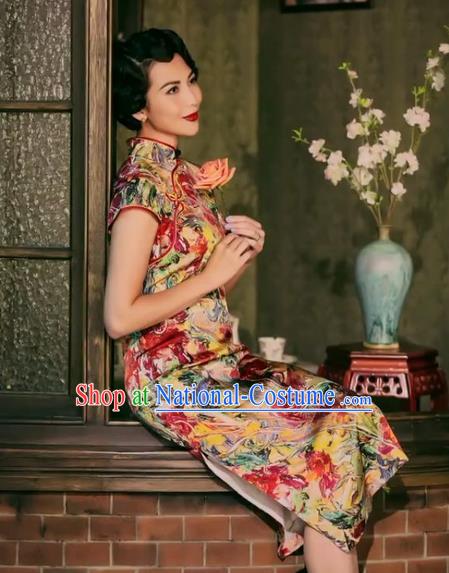 Traditional Chinese Female Costumes Chinese Classic Clothes Chinese Silk Shivering Cheongsam Tang Suits Dress for Women