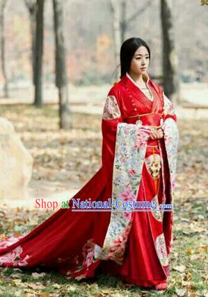 Traditional Ancient Chinese Imperial Emperess Costume, Chinese Han Dynasty Consort Wedding Dress, Cosplay Chinese Princess Consort Clothing White Hanfu for Women