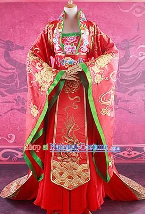 Traditional Ancient Chinese Imperial Consort Costume, Chinese Tang Dynasty Yang Yuhuan Emperess Wedding Dress, Cosplay Chinese Imperial Concubine Embroidered Clothing for Women