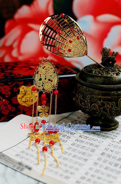 Chinese Wedding Jewelry Accessories, Traditional Xiuhe Suits Wedding Bride Sector Headwear, Wedding Tiaras, Ancient Chinese Sector Harpins for Women