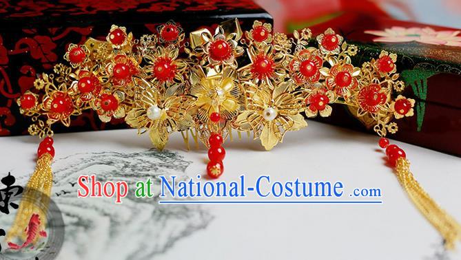 Chinese Wedding Jewelry Accessories, Traditional Xiuhe Suits Wedding Bride Flowers Headwear, Wedding Hair Crown, Ancient Chinese Harpins for Women