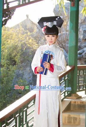 Traditional Ancient Chinese Imperial Concubine Costume, Chinese Qing Dynasty Manchu Palace Lady Dress, Cosplay Chinese Manchu Minority Princess Clothing for Women