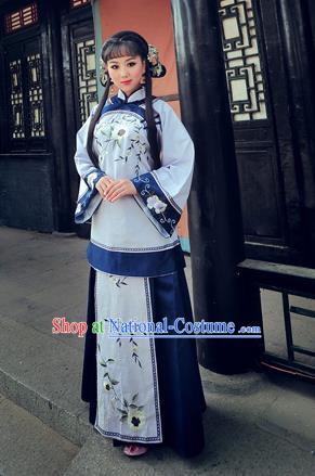 Traditional Ancient Chinese Costume Xiuhe Suit, Chinese Late Qing Dynasty Female Dress, Republic of China Embroidered Ink Painting Clothing for Women