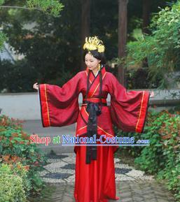 Traditional Ancient Chinese Imperial Emperess Cotton Costume, Chinese Han Dynasty Wedding Dress, Cosplay Chinese Peri Concubine Embroidered Hanfu Clothing for Women