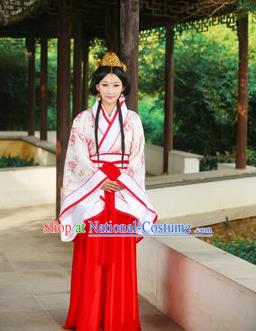 Traditional Ancient Chinese Imperial Emperess Cotton Costume, Chinese Han Dynasty Dress, Cosplay Chinese Peri Concubine Embroidered Hanfu Clothing for Women