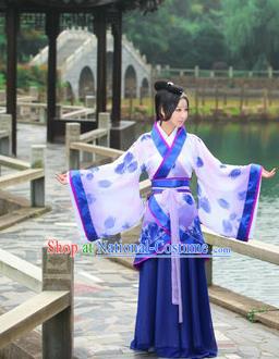 Traditional Ancient Chinese Imperial Emperess Costume, Chinese Han Dynasty Princess Young Lady Chiffon Dress, Cosplay Chinese Peri Concubine Hanfu Clothing for Women