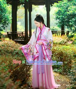 Traditional Ancient Chinese Imperial Emperess Costume, Chinese Han Dynasty Princess Young Lady Chiffon Dress, Cosplay Chinese Peri Concubine Hanfu Clothing for Women