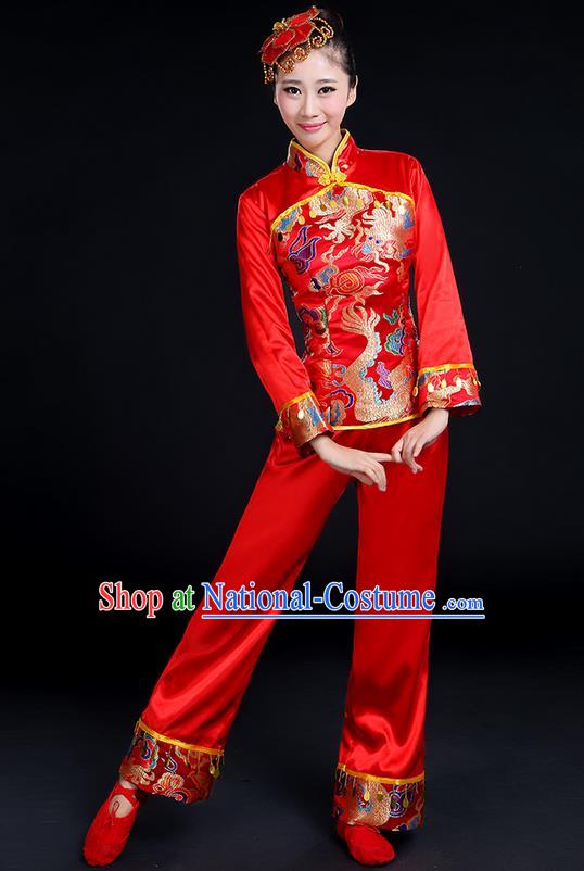 Traditional Chinese Yangge Fan Dancing Costume