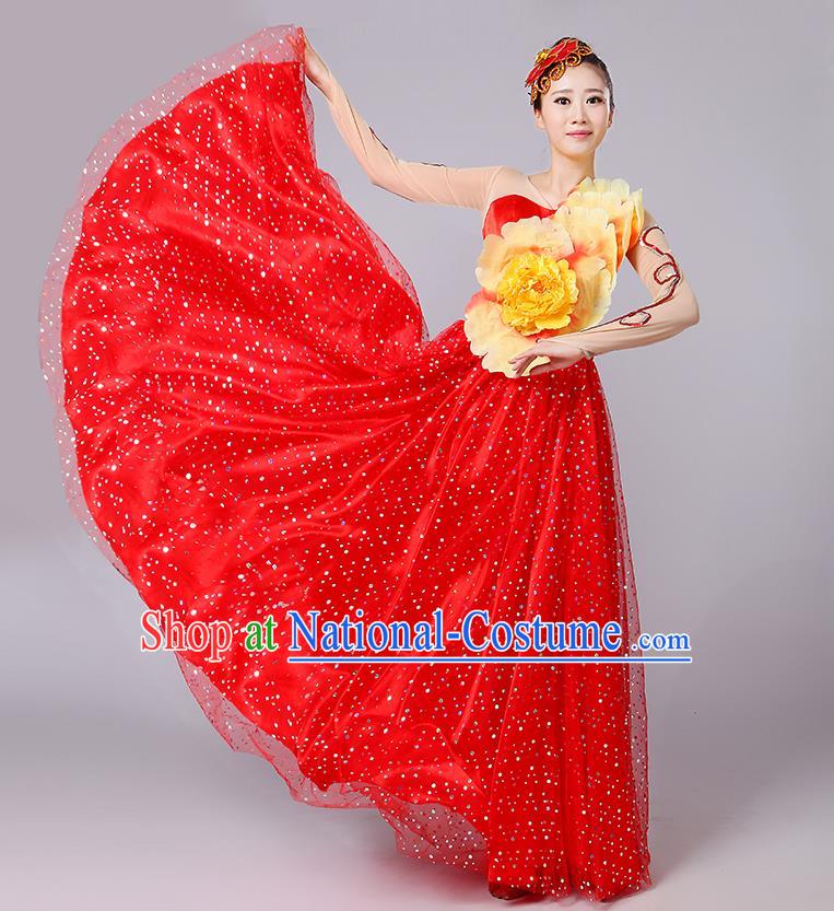 Traditional Chinese Yangge Fan Dancing Costume