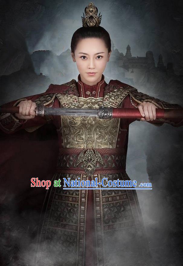 Traditional Ancient Chinese Female General Costume, Elegant Hanfu Western Wei Dynasty Swordsman Clothing, Chinese Northern Dynasties Aristocratic Strategos Corselet Clothing for Women