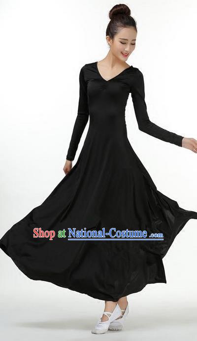 Traditional Modern Dancing Compere Costume, Women Opening Classic Chorus Singing Group Dance Dress, Modern Dance Classic Dance Black Dress for Women