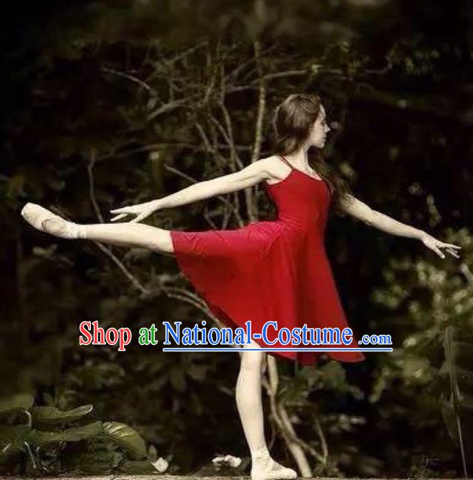 Traditional Modern Dancing Compere Costume, Women Opening Classic Chorus Singing Group Dance Dress, Modern Dance Classic Ballet Dance Red Dress for Women