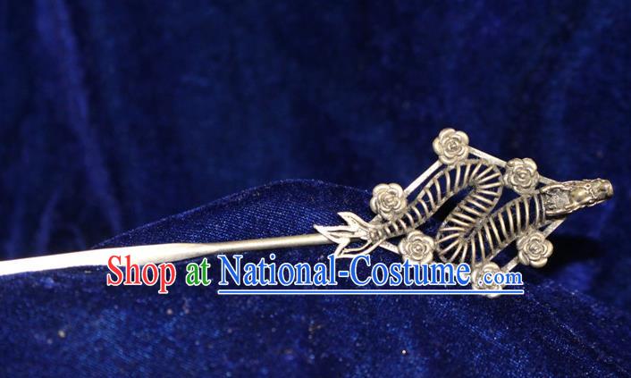 Traditional Chinese Miao Nationality Crafts Jewelry Accessory Hair Accessories, Hmong Handmade Miao Silver Palace Lady Hair Sticks Hair Claw, Miao Ethnic Minority Hair Fascinators Hairpins for Women