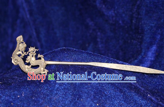 Traditional Chinese Miao Nationality Crafts Jewelry Accessory Hair Accessories, Hmong Handmade Miao Silver Dragon Palace Lady Hair Sticks Hair Claw, Miao Ethnic Minority Hair Fascinators Hairpins for Women