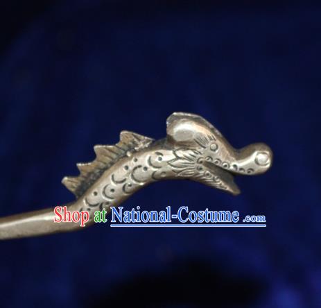 Traditional Chinese Miao Nationality Crafts Jewelry Accessory Classical Hair Accessories, Hmong Handmade Miao Silver Dragon Palace Lady Hair Sticks Hair Claw, Miao Ethnic Minority Hair Fascinators Hairpins for Women