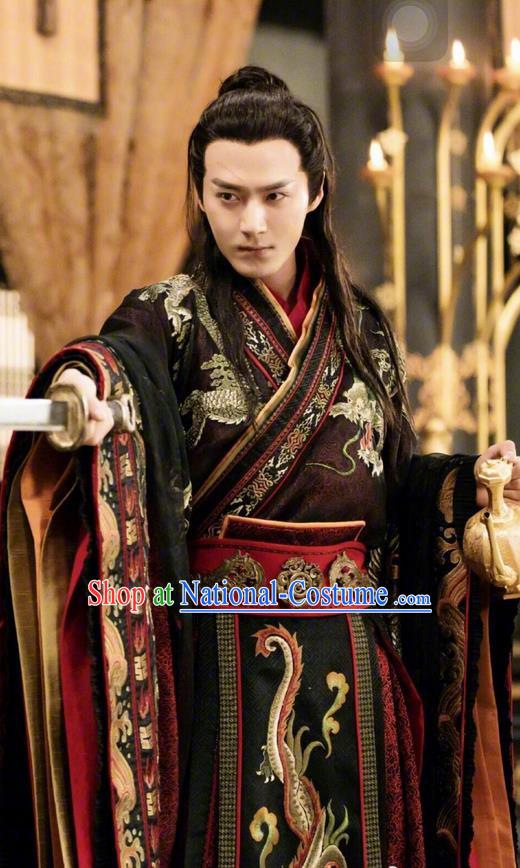 Traditional Ancient Chinese Nobility Childe Costume, Elegant Hanfu Male Lordling Dress, Tang Dynasty Swordsman Clothing, China Imperial Crown Prince Embroidered Dragon Clothing for Men