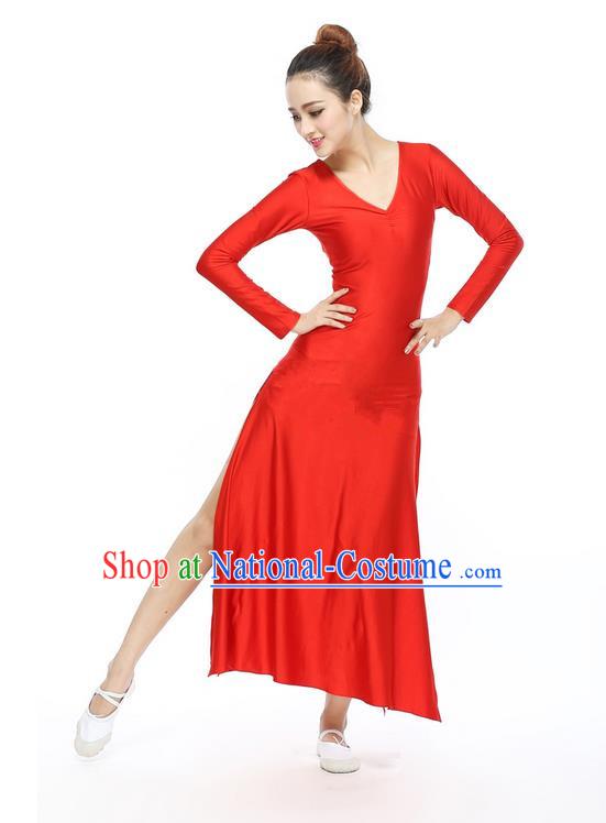 Traditional Modern Dancing Compere Costume, Women Opening Classic Chorus Singing Group Dance Dress, Modern Dance Classic Ballet Dance Red Dress for Women