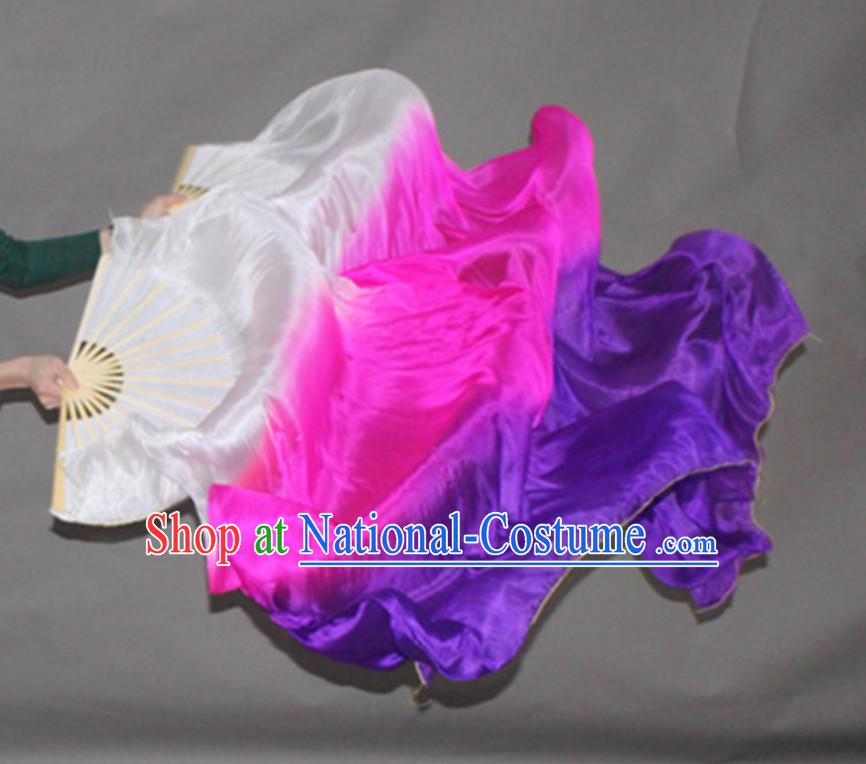 Color Transition Top Pure Silk 1.5 Meter Long Dance Fan Streamer