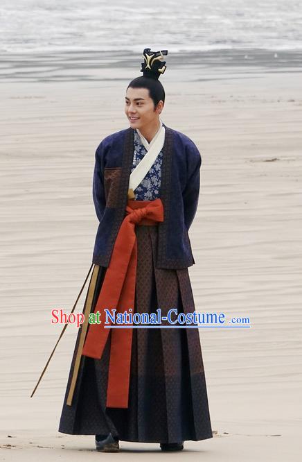 Traditional Ancient Chinese Nobility Childe Costume, Elegant Hanfu Western Wei Dynasty Swordsman Clothing, Chinese Northern Dynasties Prince Clothing for Men