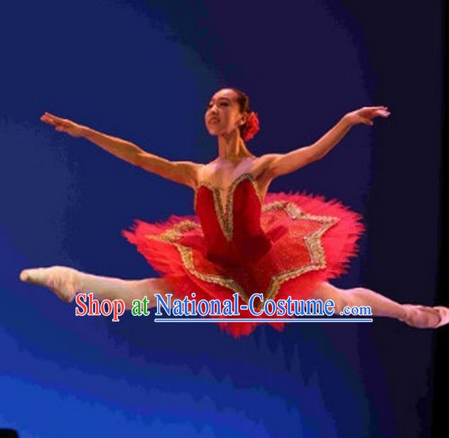 Traditional Modern Dancing Compere Costume, Opening Classic Chorus Singing Group Dance Bubble Dress Tu Tu Dancewear, Modern Dance Classic Ballet Dance Red Dress for Women