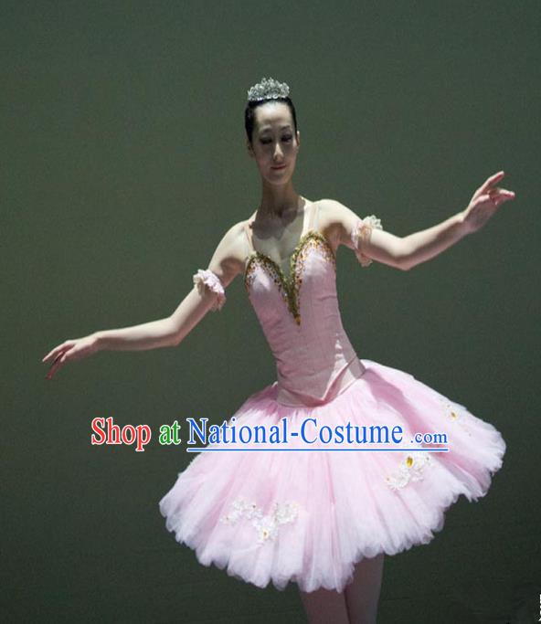 Traditional Modern Dancing Compere Costume, Opening Classic Chorus Singing Group Dance Bubble Dress Tu Tu Dancewear, Modern Dance Classic Ballet Dance Pink Elegant Veil Dress for Women