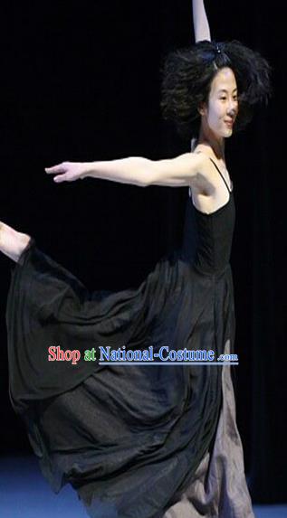 Traditional Modern Dancing Compere Costume, Opening Classic Chorus Singing Group Dance Dress Tu Tu Dancewear, Modern Dance Classic Ballet Dance Black Elegant Dress for Women