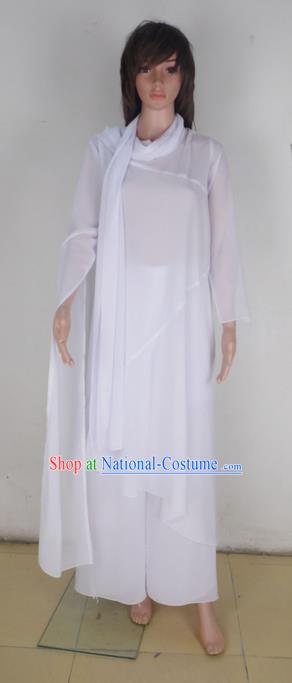 Traditional Modern Dancing Compere Costume, Female Opening Classic Chorus Singing Group Dance White Elegant Dress Tu Tu Dancewear, Modern Dance Classic Ballet Dance Elegant Dress for Women