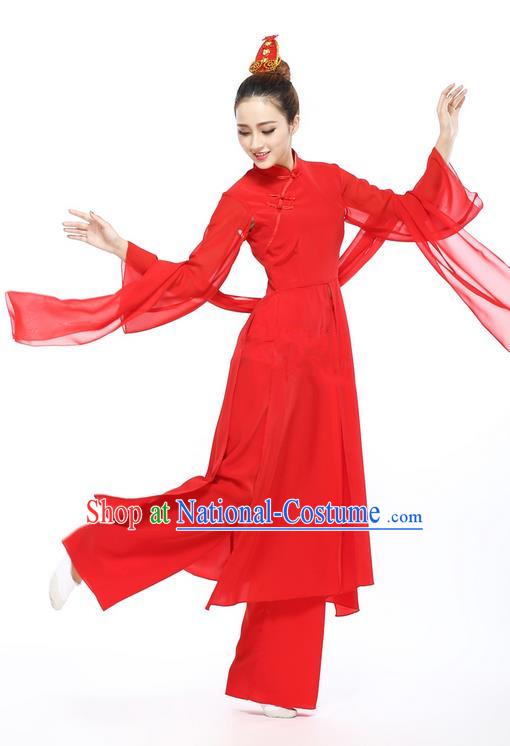 Traditional Chinese Yangge Fan Dancing Costume, Folk Dance Yangko Chinese Red Blouse and Pants Uniforms, Classic Umbrella Dance Elegant Dress Drum Dance Clothing for Women