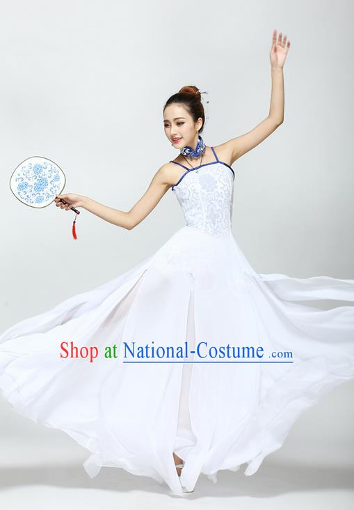 Traditional Chinese Yangge Fan Dancing Costume, Folk Dance Yangko Uniforms, Classic Jasmine Flower Fan Dance Dress Elegant Drum Dance Clothing for Women