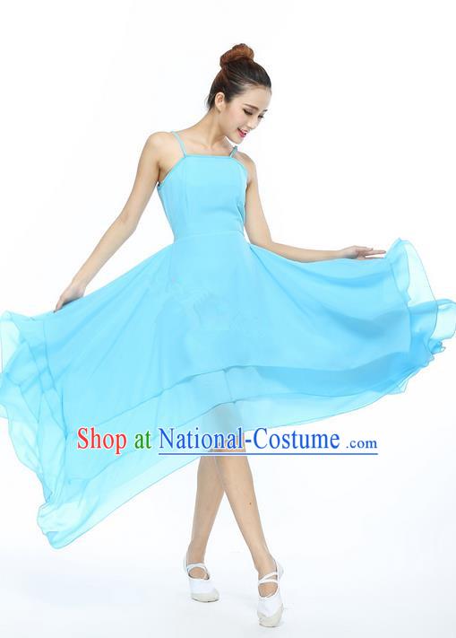 Traditional Modern Dancing Compere Costume, Female Opening Classic Chorus Singing Group Dance Blue Bell Dress Tu Tu Dancewear, Modern Dance Classic Ballet Dance Elegant Big Swing Dress for Women