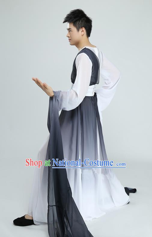 Traditional Chinese Ancient Water Sleeve Costume, Folk Dance Kung fu Performance Uniforms, Classic Dance Martial Art Elegant Clothing for Men