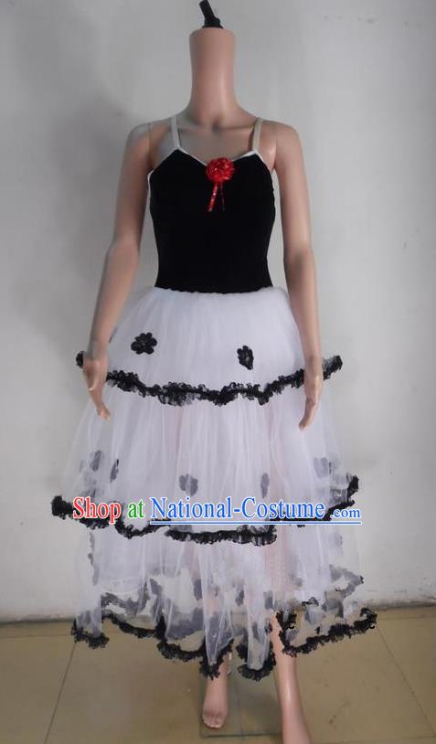 Traditional Modern Dancing Costume, Children Opening Classic Chorus Singing Group Dance Bell Dress, Modern Dance Classic Ballet Dance Veil Dress for Kids