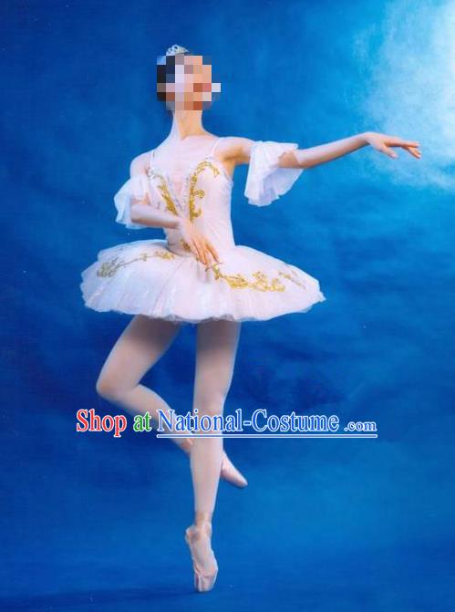 Traditional Modern Dancing Costume, Women Opening Classic Dance Chorus Singing Group Tutu Dance Performance Dress, Modern Dance Classic Ballet Dance White Bubble Dress for Women