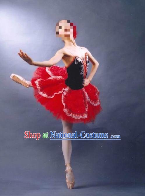 Traditional Modern Dancing Costume, Women Opening Classic Dance Chorus Singing Group Tutu Dance Performance Dress, Modern Dance Classic Ballet Dance Red Bubble Dress for Women