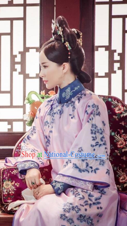 Traditional Ancient Chinese Imperial Consort Costume, Chinese Qing Dynasty Manchu Palace Lady Dress, Chinese Legend of Dragon Ball Mandarin Fermale Robes, Imperial Concubine Embroidered Clothing for Women