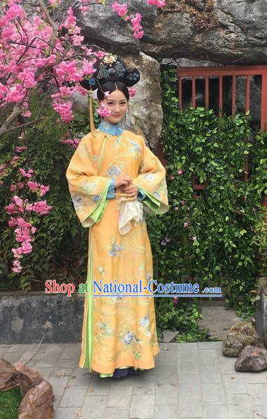 Traditional Ancient Chinese Imperial Empress Costume, Chinese Qing Dynasty Manchu Palace Queen Dress, Chinese Legend of Dragon Ball Mandarin Fermale Robes, Ancient China Imperial Concubine Embroidered Clothing for Women