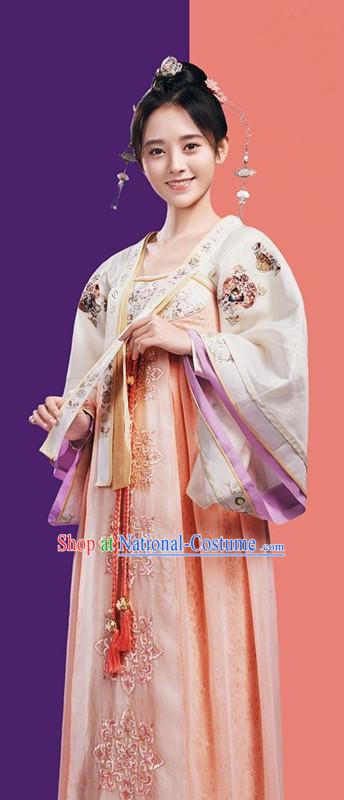 Traditional Ancient Chinese Imperial Princess Costume, Chinese Television Drama Detective Samoyeds Palace Lady Elegant Hanfu Dress, Chinese Tang Dynasty Imperial Aristocratic Lady Tailing Embroidered Clothing for Women