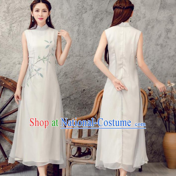 Traditional Ancient Chinese Young Women Cheongsam Dress Republic of China Tangsuit Stand Collar Blouse Dress Tang Suit Clothing for Women