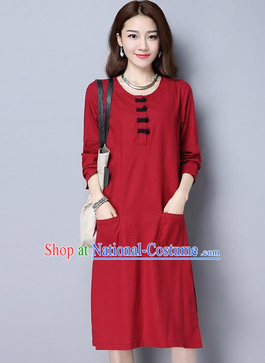 Traditional Ancient Chinese National Costume, Elegant Hanfu Dress, China Tang Suit Cheongsam Upper Outer Garment Red Elegant Dress Clothing for Women