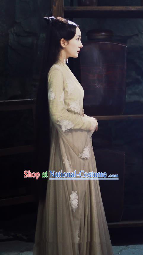 Traditional Ancient Chinese Myth Fairy Costume, Elegant Hanfu Palace Lady Dance Dress, Chinese Teleplay Ten great III of peach blossom Role Bai qian Han Dynasty Imperial Princess Tailing Embroidered Clothing for Women