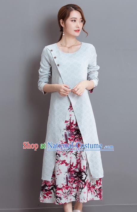 Traditional Ancient Chinese National Costume, Elegant Hanfu Round Collar Qipao Dress, China Tang Suit Cheongsam Upper Outer Garment Elegant Dress Clothing for Women