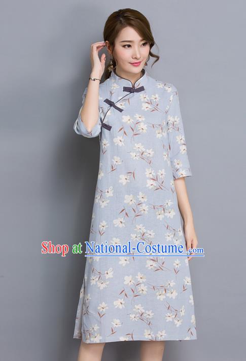 Traditional Ancient Chinese National Costume, Elegant Hanfu Mandarin Collar Qipao Dress, China Tang Suit Cheongsam Upper Outer Garment Elegant Dress Clothing for Women