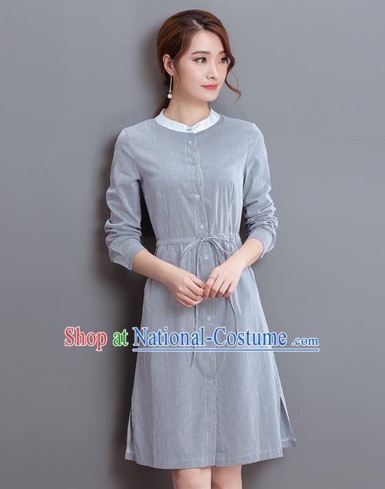 Traditional Ancient Chinese Young Women Cheongsam Dress Republic of China Tangsuit Stand Collar Blouse Dress Tang Suit Clothing for Women